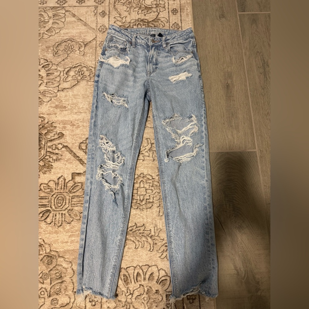 Light Blue Distressed High-Rise Women's Jeans